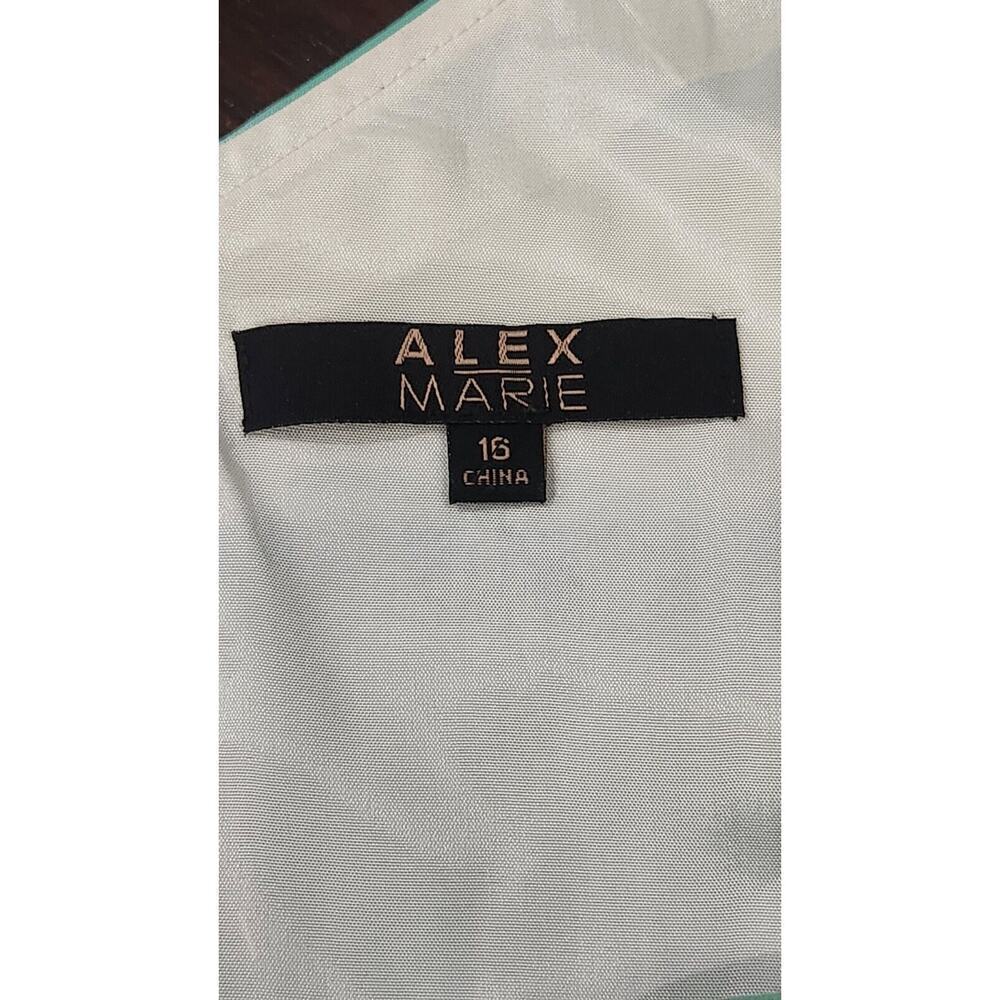 Alex Marie‎ size 16 white blue green striped sleeveless flare Pleated Dress - Picture 4 of 8